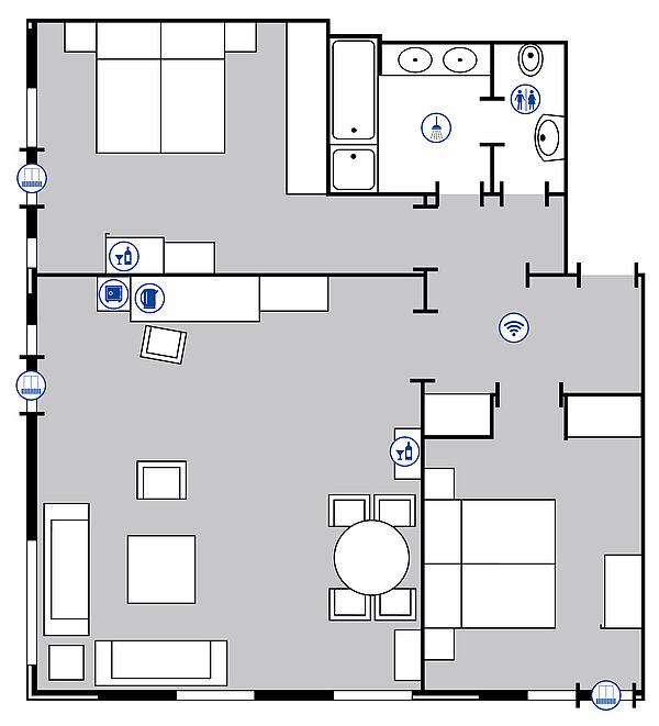 Planimetria della camera Grand Suite | Maritim Hotel Bellevue Kiel