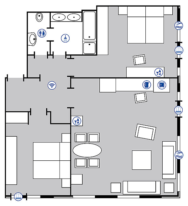 Planimetria della camera Suite Presidenziale | Maritim Hotel Bellevue Kiel