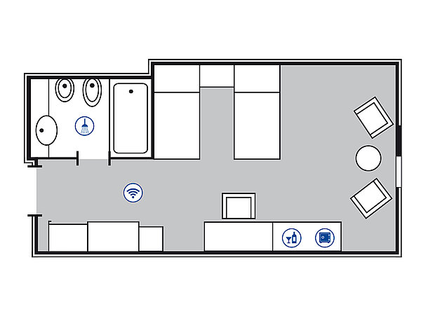 Planimetria della camera Comfort | Maritim Hotel Bonn